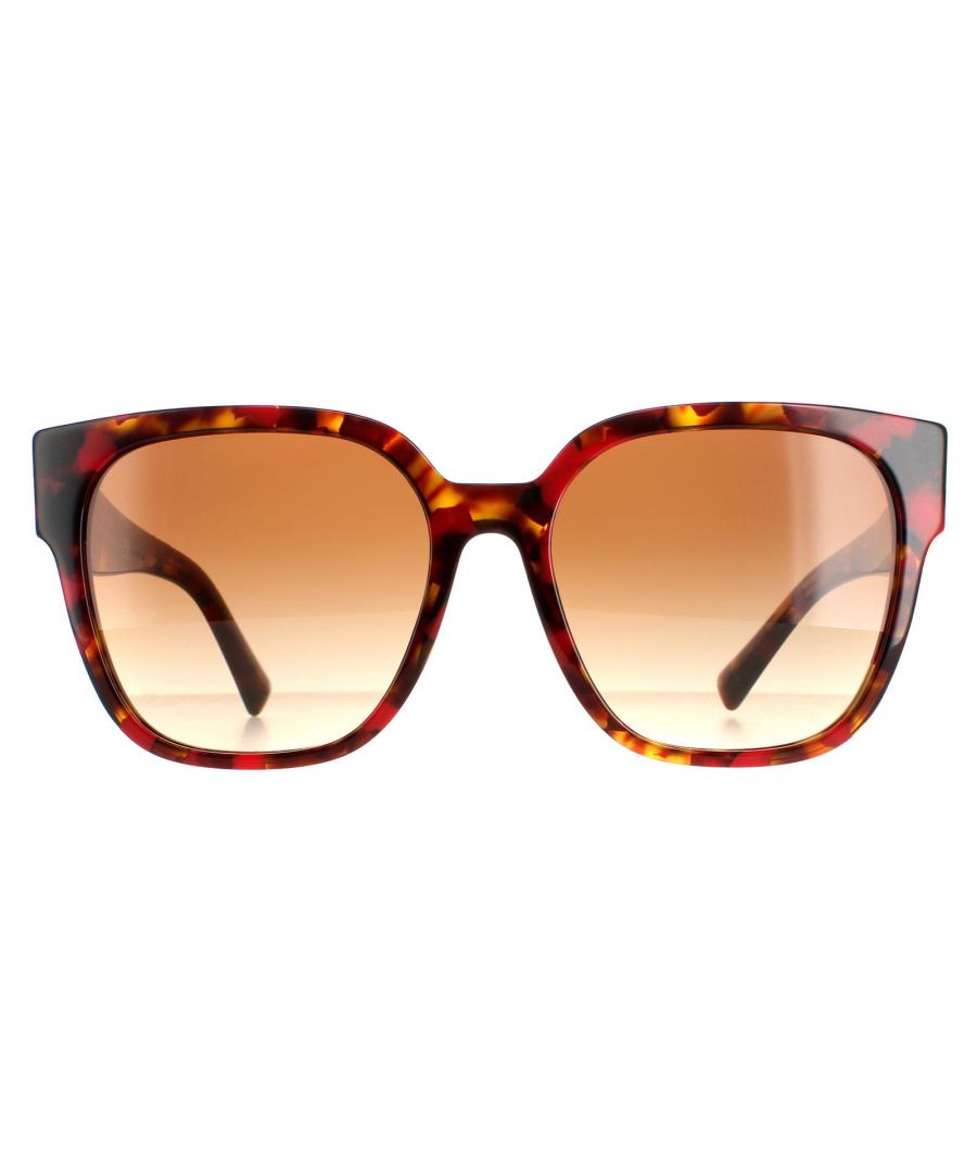 Valentino Square Womens Red Havana Brown Gradient VA4111 Sunglasses VA4111 are a modern square design crafted from lightweight acetate. The Valentino logo is embedded into the inside of the temples for authenticity