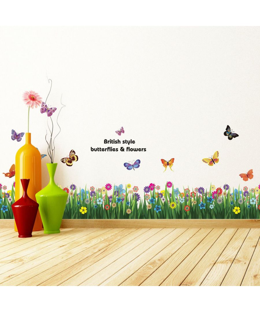 Image for Combo of Colourful Butterflies Grass s+ Swarovsk 38pcs Wall Stickers, Kitchen, Bathroom, Living room, Self-adhesive, Decal, Wall Sticker Flowers, Butterflies Decoration