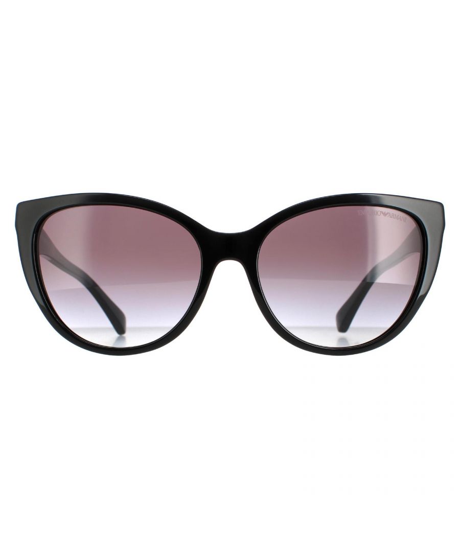 Emporio Armani Cat Eye Womens Black Grey Gradient EA4162  EA4162 are a fashionable cat eye style crafted from lightweight acetate. The Emporio Armani logo is embedded into the slender temples for brand authenticity.