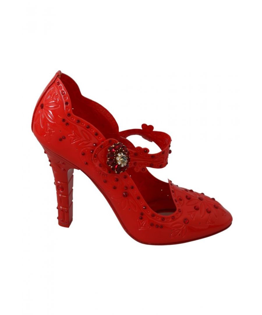 Dolce & Gabbana WoMens Red Floral Crystal CINDERELLA Heels Shoes - Size EU 40