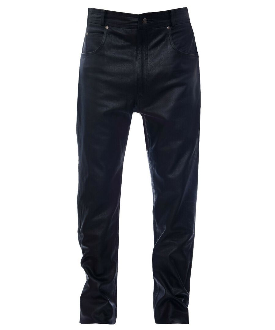 Infinity Leather Mens Black '501' Jeans-Montana - Size 28 (Waist)