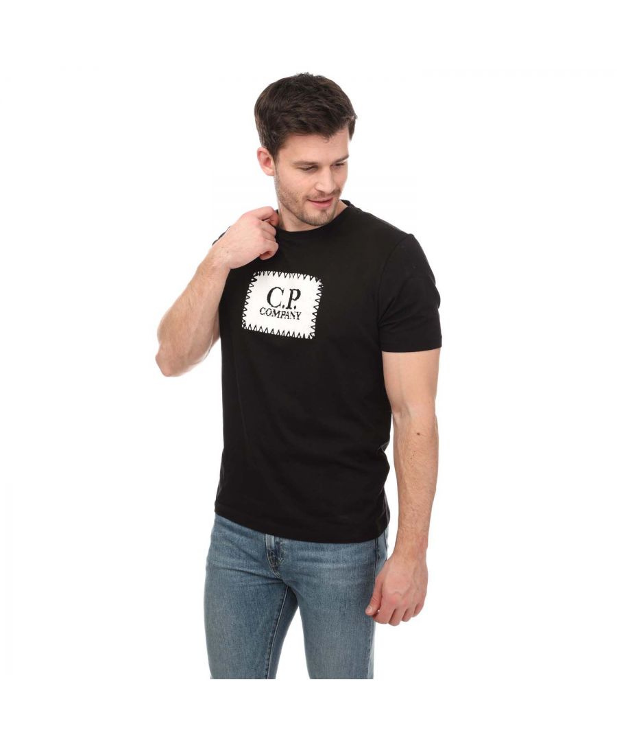 C.P. Company Mens Jersey Label Style Logo T-Shirt in Black Cotton - Size Large