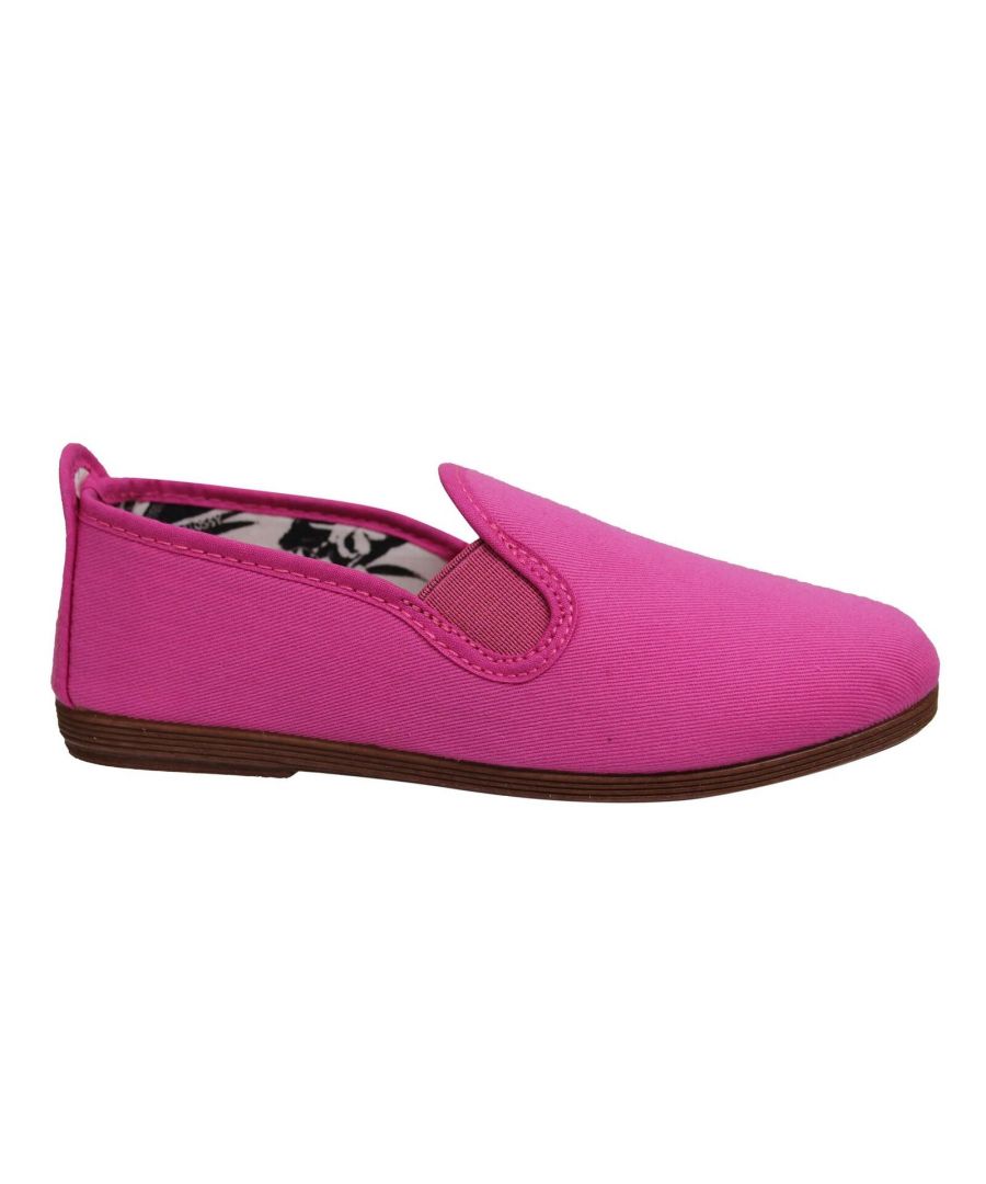 Flossy Style Pamplona Kids Espadrille Slip On Plimsolls Shoes 55 Pink