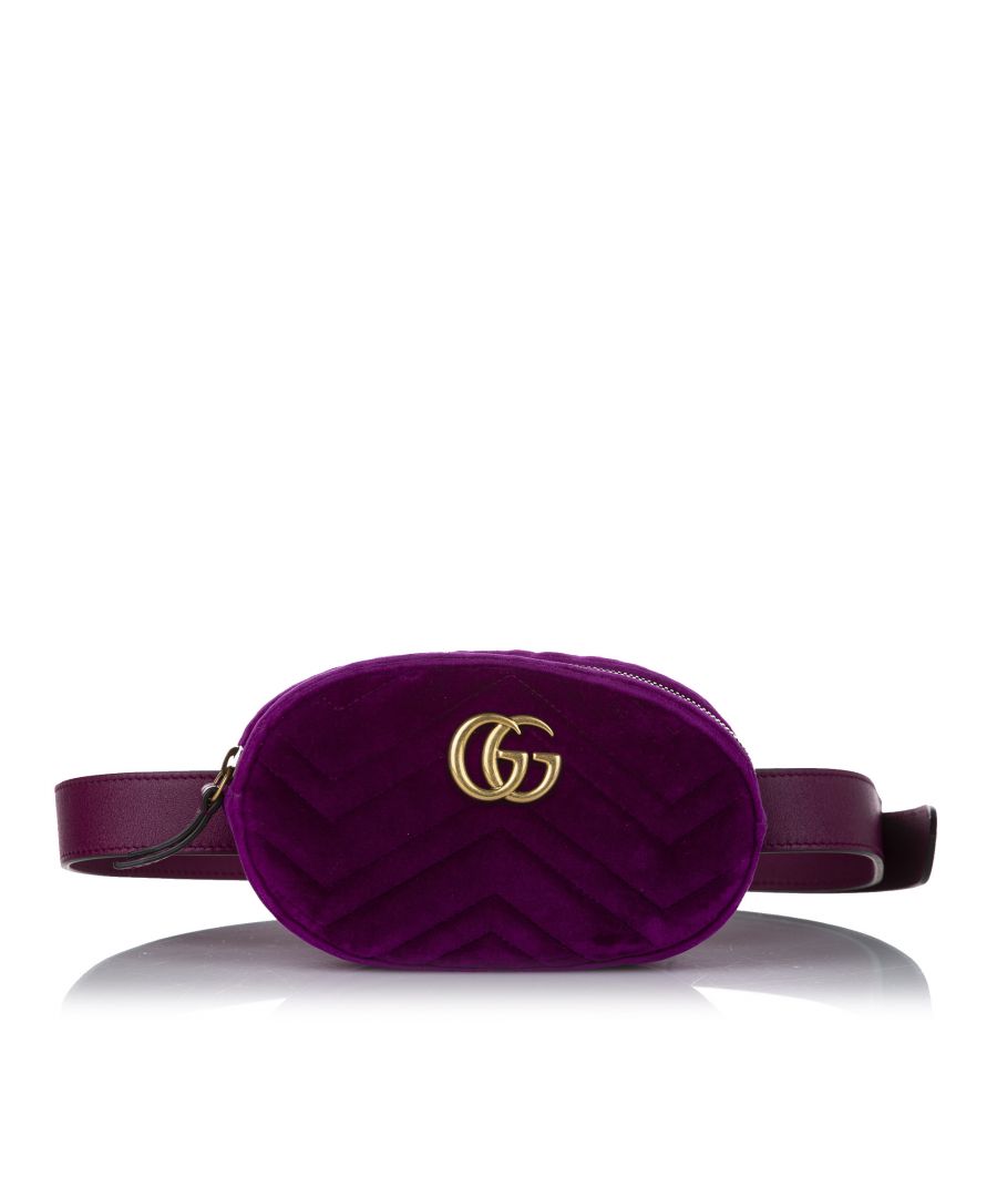 Image for Vintage Gucci GG Marmont Velvet Belt Bag Purple