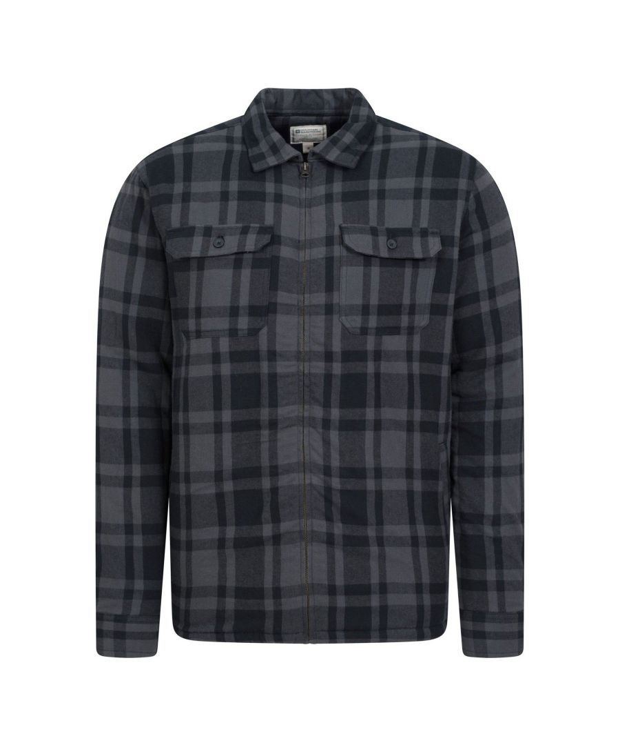 Mountain Warehouse Mens Stream II Flannel Lined Shirt (Charcoal) Cotton - Size 2XL
