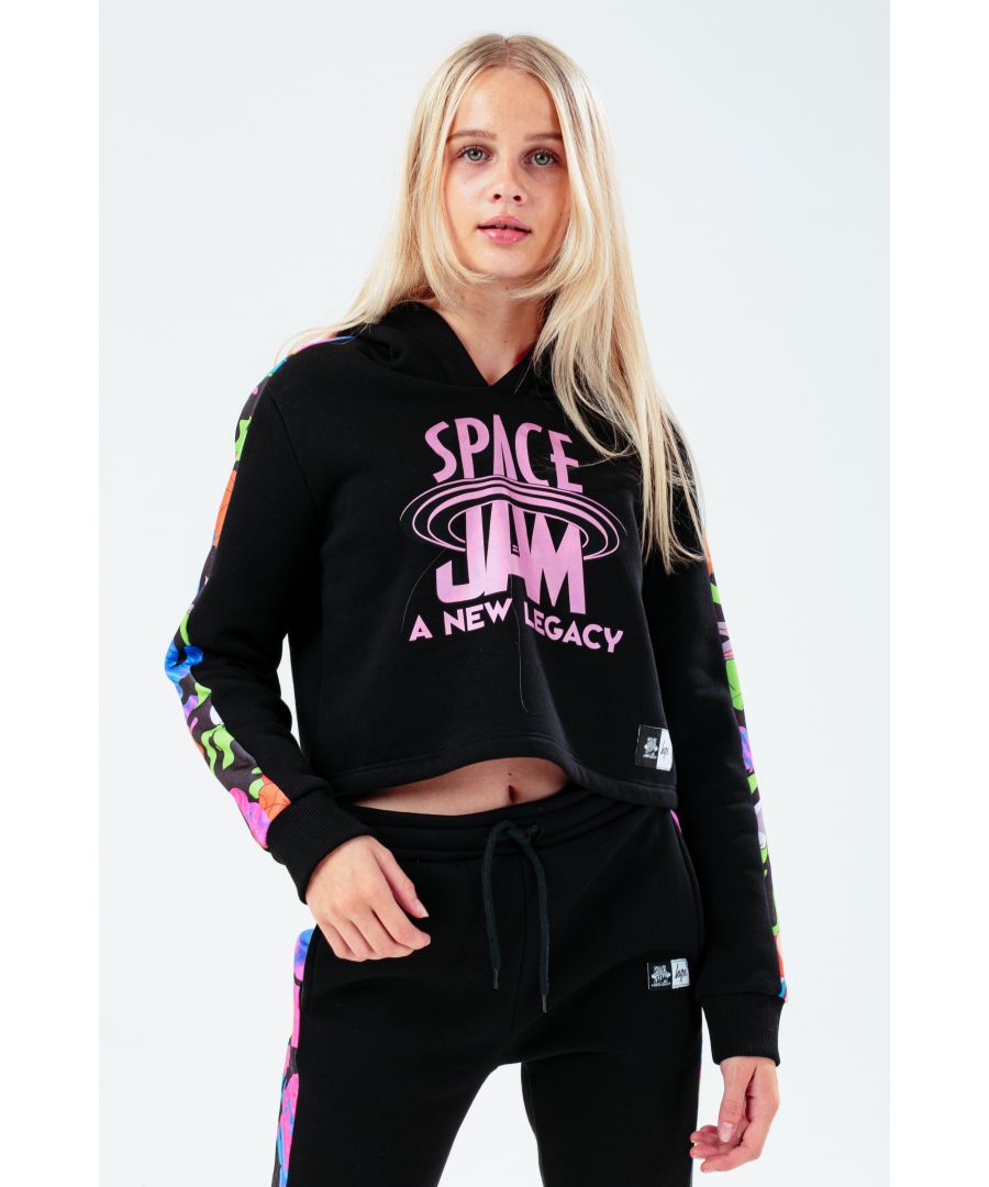 Image for Space Jam X Hype. Fluro Toon Squad Camo Kids Crop Pullover Hoodie