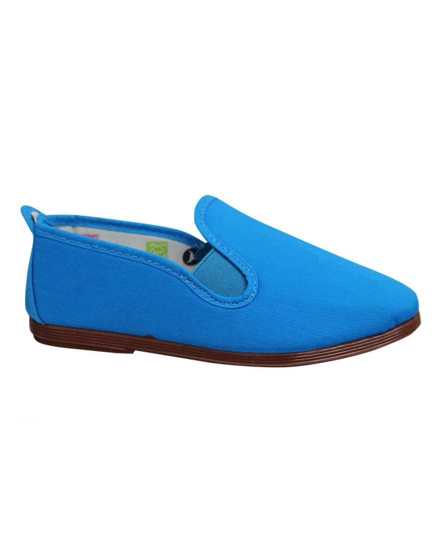 Flossy Style Pamplona Kids Espadrille Slip On Plimsolls Shoes 55 Blue