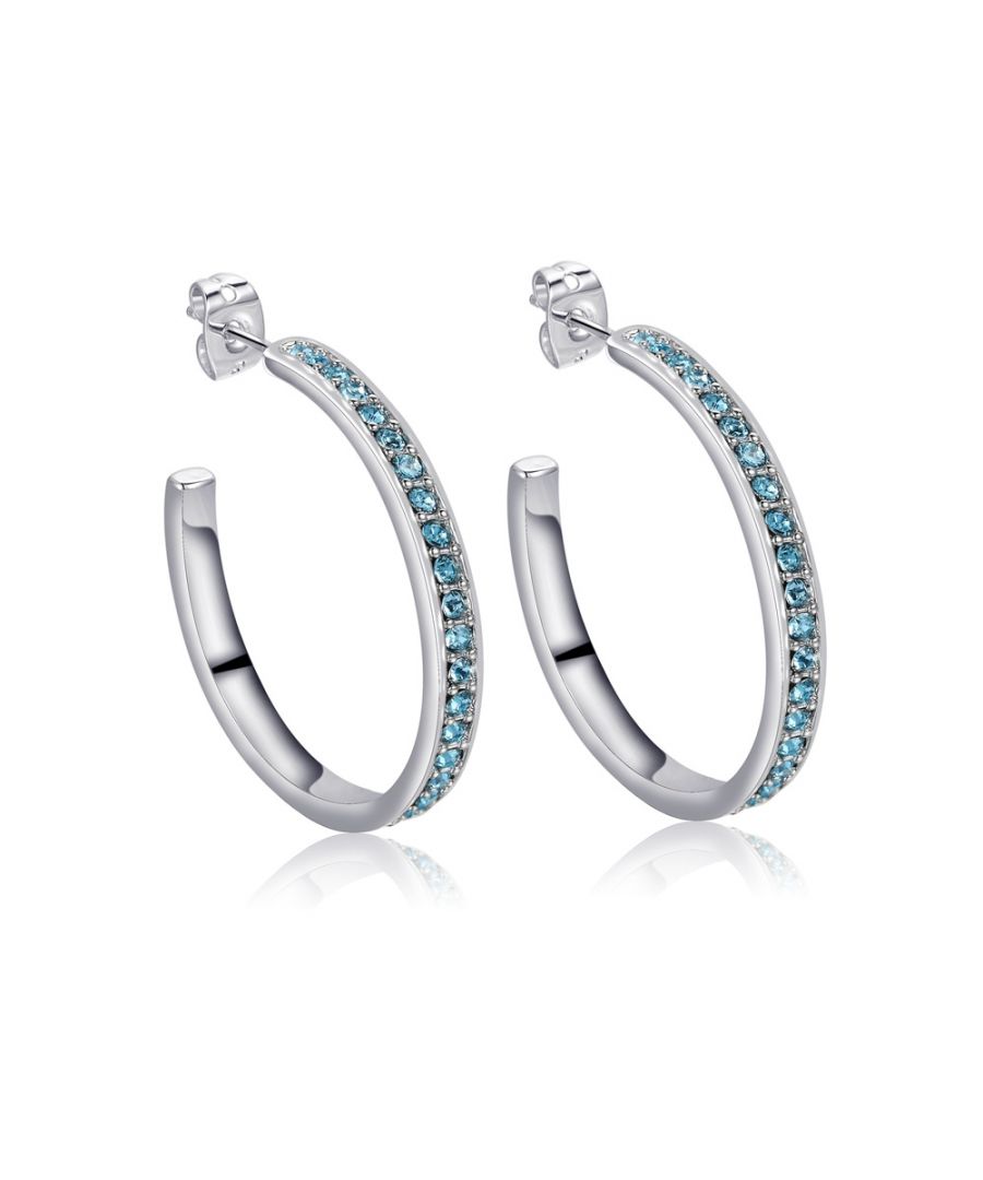 Image for Swarovski - Blue Swarovski Crystal Elements Hoop Earrings
