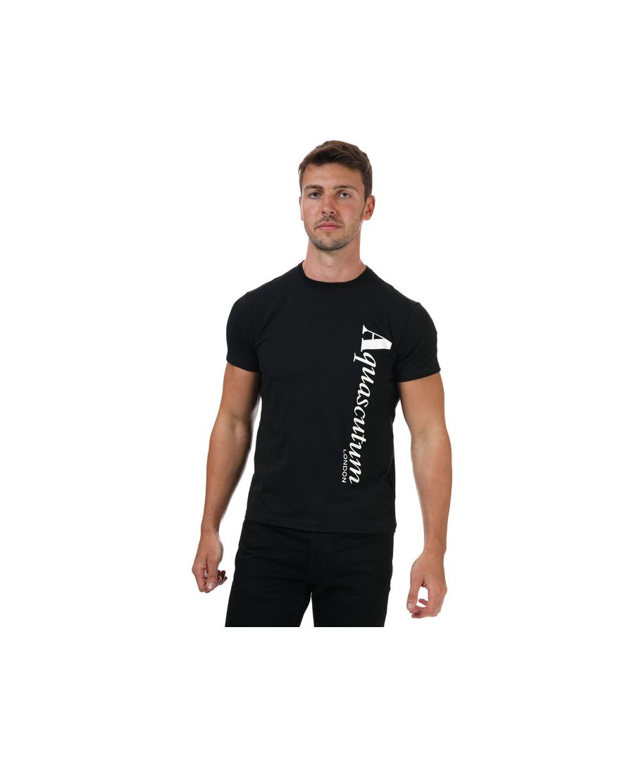 Mens Aquascutum T- Shirt in black.- Crew neck.- Short sleeves.- Aquascutum logo.- Regular fit.- 95% Cotton  5% Elastane. Machine washable.- Ref: TSIA1899