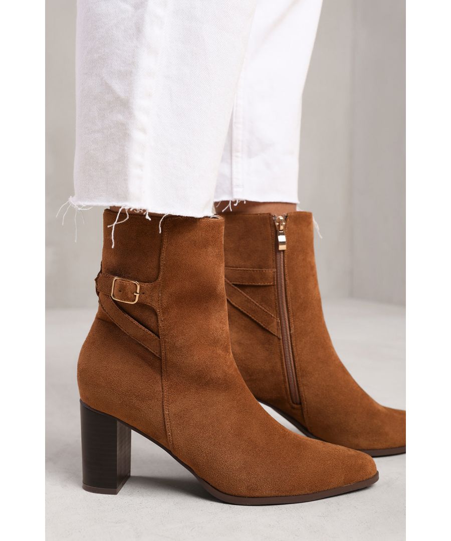 Wheres That From Womens North Block Heel Boot With Buckle Detail - Brown - Size UK 3 - Secret Sales