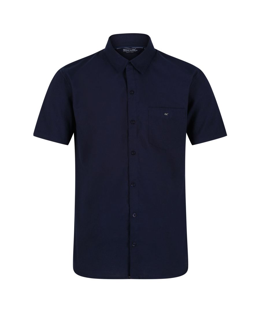 Image for Regatta Mens Mikel Oxford Short-Sleeved Shirt (Navy)