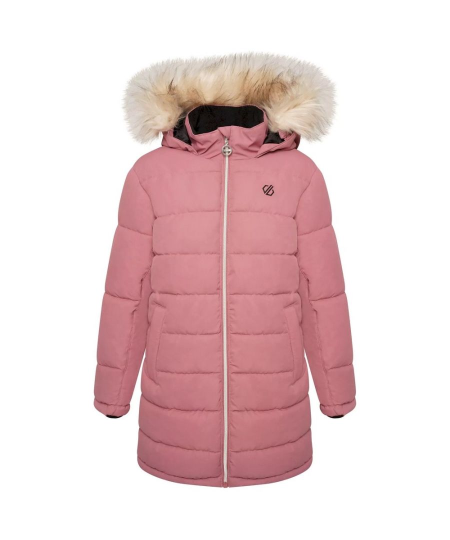 Material: 100% Polyester. Design: Logo, Quilted. Fabric Technology: Ared 8000, Breathable, DWR Finish, Insulating, Waterproof. High Warmth, Low Bulk Fill, Taped Seams. Neckline: Hooded. Cuff: Inner Wrist Guard. Sleeve-Type: Long-Sleeved. Hood Features: Detachable Faux Fur Trim, Grown On Hood. Pockets: 2 Lower Pockets, Zip. Fastening: Zip. Embellishments: Crystal. Sustainability: Made from Recycled Materials.