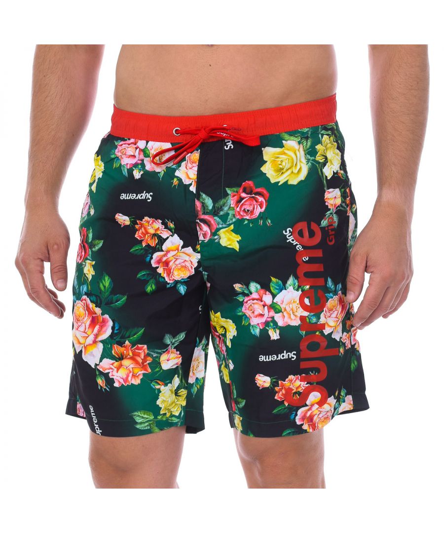 Supreme Mens Roses Print Boxer Swimsuit - Multicolour Polyamide - Size Small