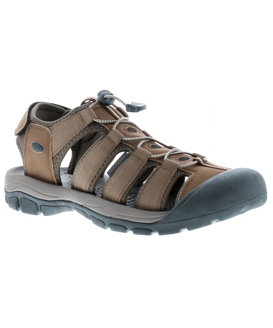 Mens Pu Upper Active Closed Toe Sandal With Touch Fastening Ankle Strap And Elasticated Toggle Fastening, Neoprene Lining, Soft Comfort Foam Sock, Hardwearing Rubber Sole Unit With Toe Bumper For Extra Protection, Vegan. Manmade Upper. Fabric Lining.