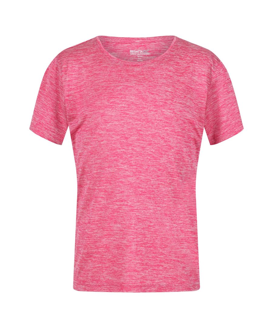 100% Polyester. Fabric: Recycled. Design: Logo, Marl. Neckline: Round Neck. Sleeve-Type: Short-Sleeved. Fabric Technology: Breathable, Lightweight, Moisture Wicking, Quick Dry.