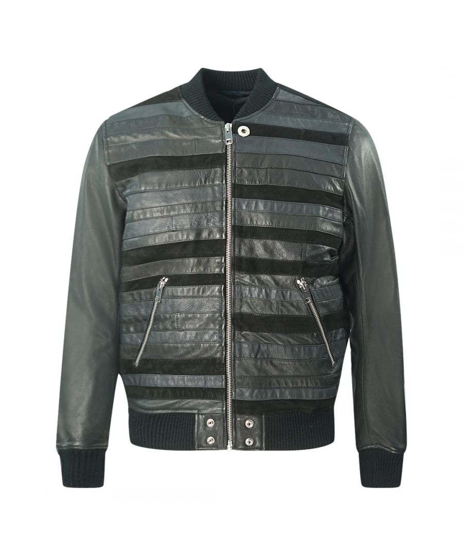 Diesel L-Roger Black Biker Leather Jacket. Diesel L-Roger Black Biker Leather Jacket. Central Zip Closure. Style - L-Roger 9XX. Elasticated Hem And Cuffs. 100% Lambskin Leather
