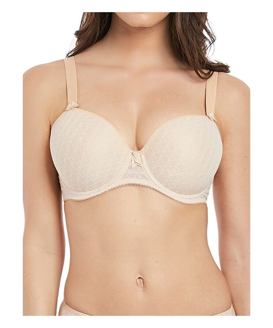 The elegant, simple and sophisticated Neve range by Fantasie is a must have with a gentle geometric lace overlay. The moulded T-shirt bra has underwired cups for great shape and support.