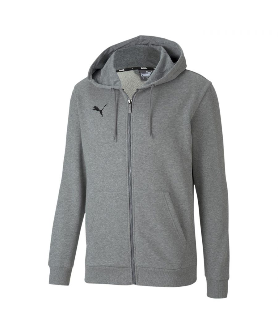 Puma TG23 Hooded Jacket Mens - This Puma TG23 Hooded Jacket is crafted with full zip fastening and long sleeves with ribbed trims for comfort. It features a hooded neckline with drawstring adjustment and two hand pockets for a classic look. This hoodie is a lightweight construction designed with a signature logo and is complete with Puma branding. This product may have slight cosmetic differences from the image shown due to assorted colours or updated seasonal collections