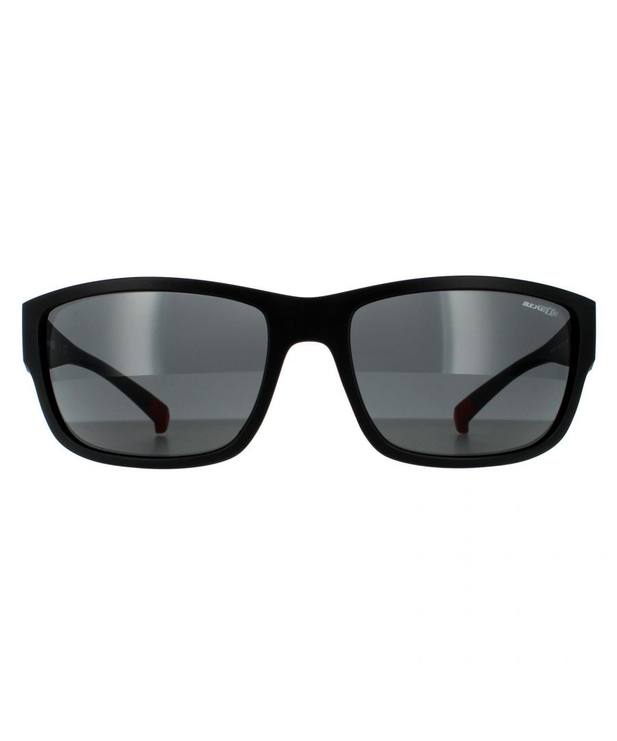 Arnette Rectangle Mens Matte Black Dark Grey Sunglasses - One Size