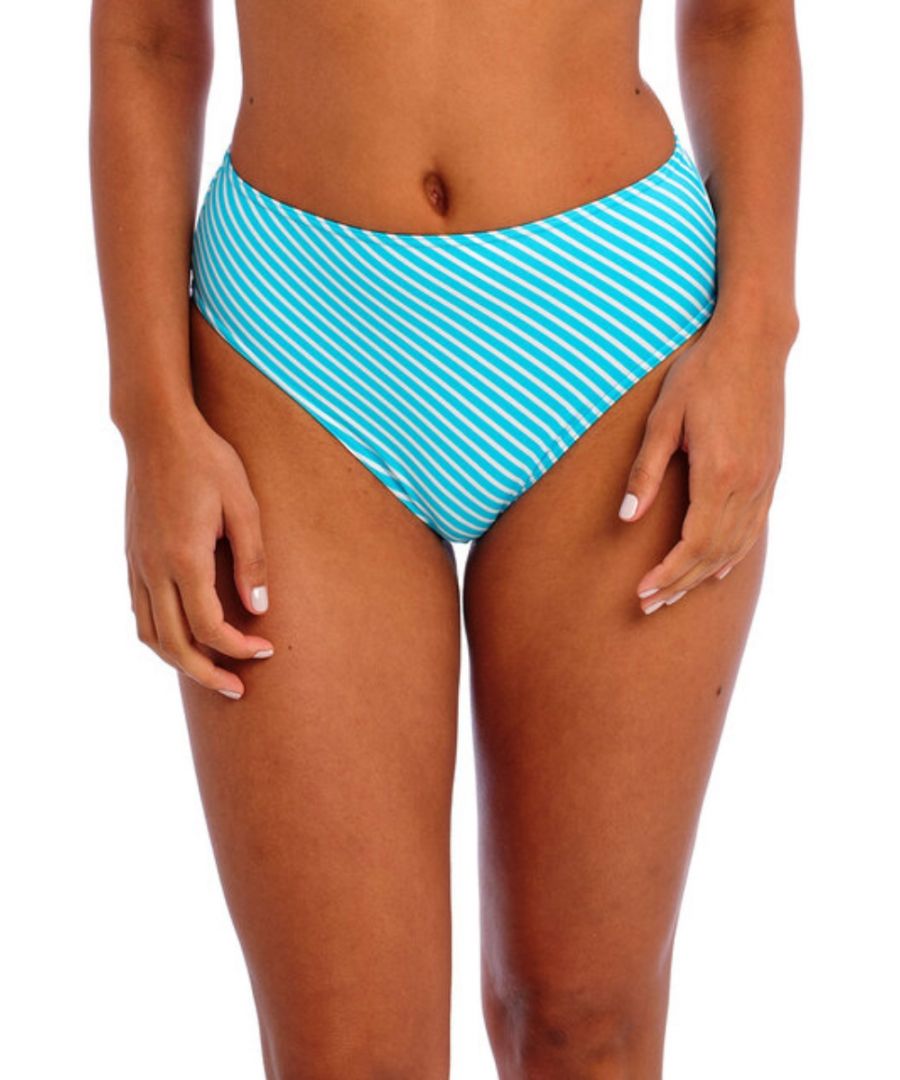 Freya Womens Jewel Cove High Waist Bikini Brief - Blue Polyamide - Size Medium