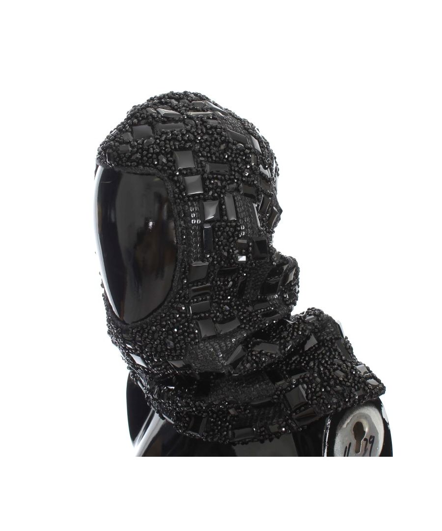 Image for Dolce & Gabbana Black Crystal Glass Sequin Hood Scarf Hat