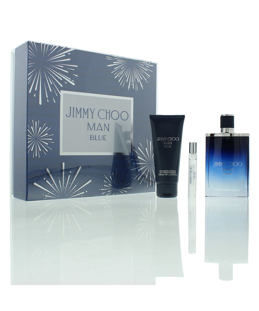 Jimmy Choo Mens Man Blue Eau De Toilette 100ml + 7.5ml + Shower Gel Gift Set - One Size