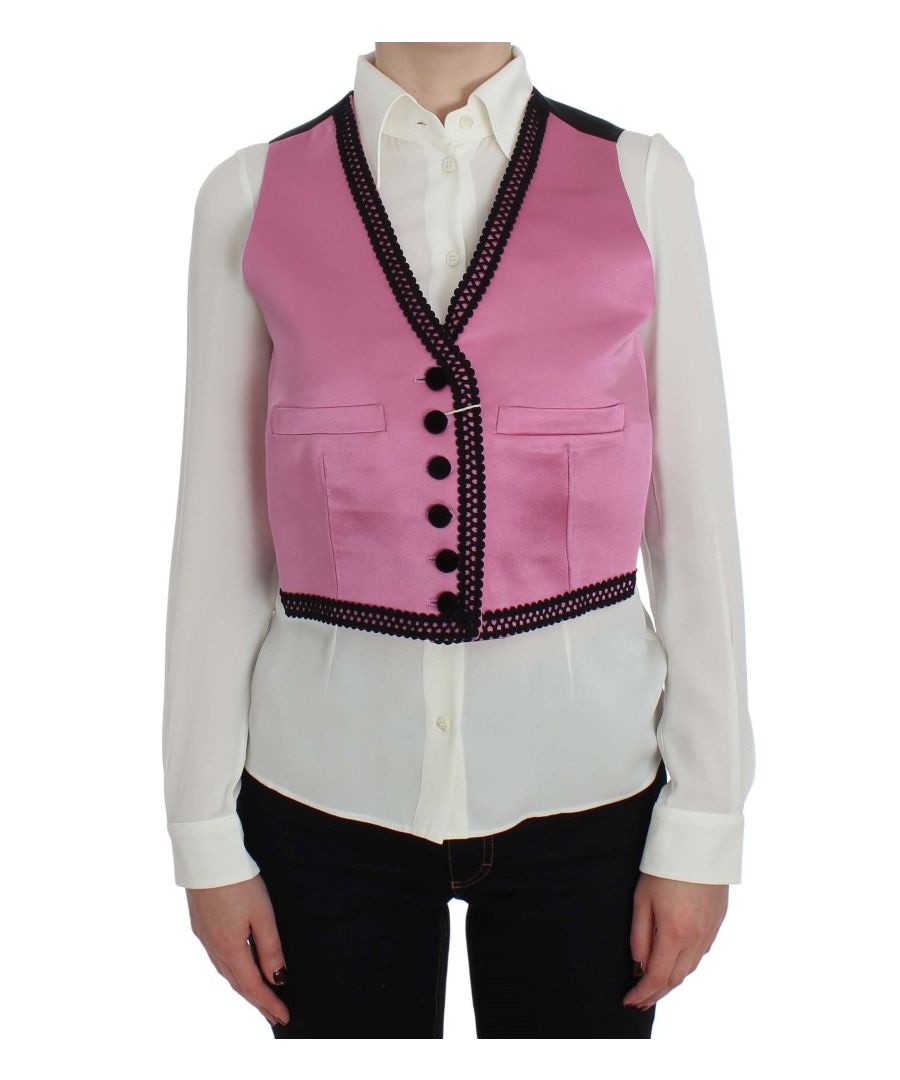 Image for Dolce & Gabbana Pink Silk Button Front Torero Vest Top