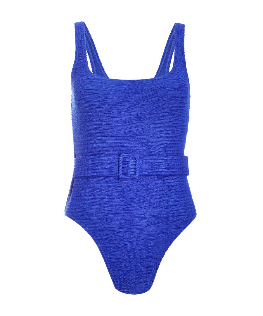 Quiz Womens Royal Blue Crinkle Swimsuit - Medium Blue - Size X-Small