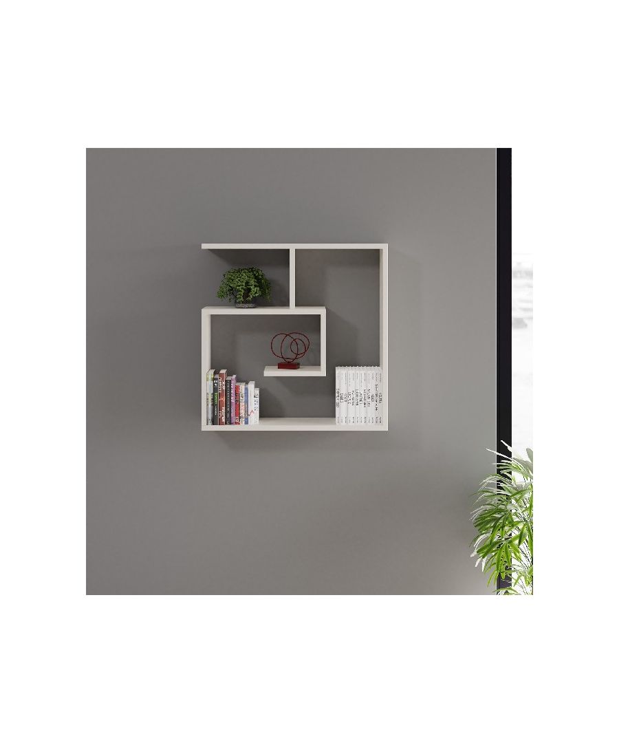 This modern and functional shelf is the perfect solution to keep your books and objects in order, furnishing your home in an original way. Thanks to its design it is ideal for the living area, the sleeping area of the house and the office. Easy-to-clean and easy-to-assemble kit included. Color: White | Product Dimensions: W75xD22xH75 cm | Material: Melamine Chipboard | Product Weight: 10 Kg | Supported Weight: Each shelf 7 Kg | Packaging Weight: 12,5 Kg | Number of Boxes: 1 | Packaging Dimensions: W85,5xH32,5xH12,5 cm.