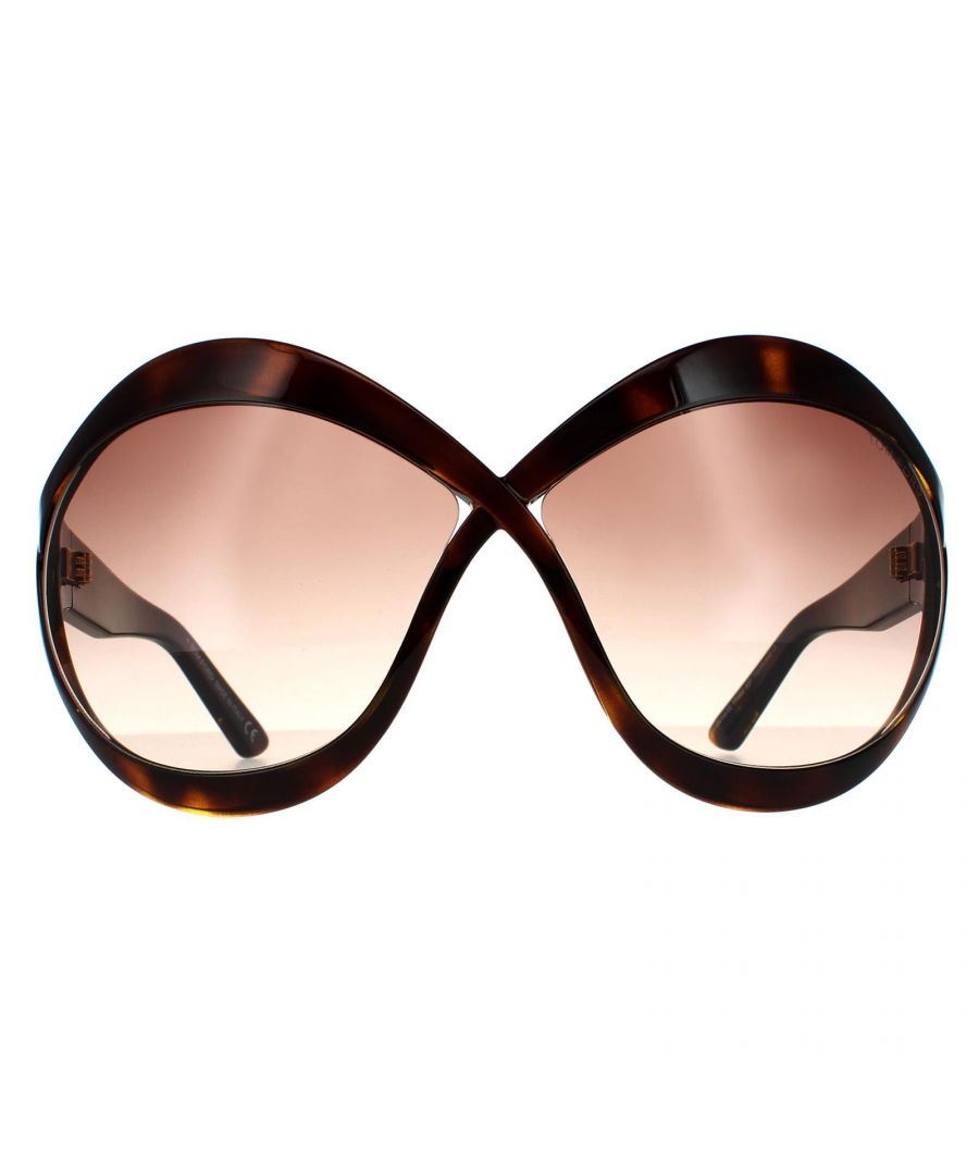 Tom Ford Butterfly Womens Dark Havana Pink Gradient   Carine FT0902 are a oversized version of the popular figure of eight frame from Tom Ford with the cross bridge, cut away lenses and signature Tom Ford T's. The Tom Ford brand features on the temple tips to provide brand recognition