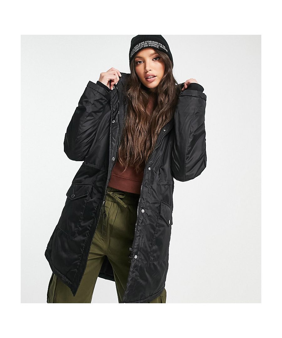 Coats & Jackets by Pieces Tall Throw on, go out Fixed hood Zip and press-stud fastening Side pockets Regular fit Sold by Asos