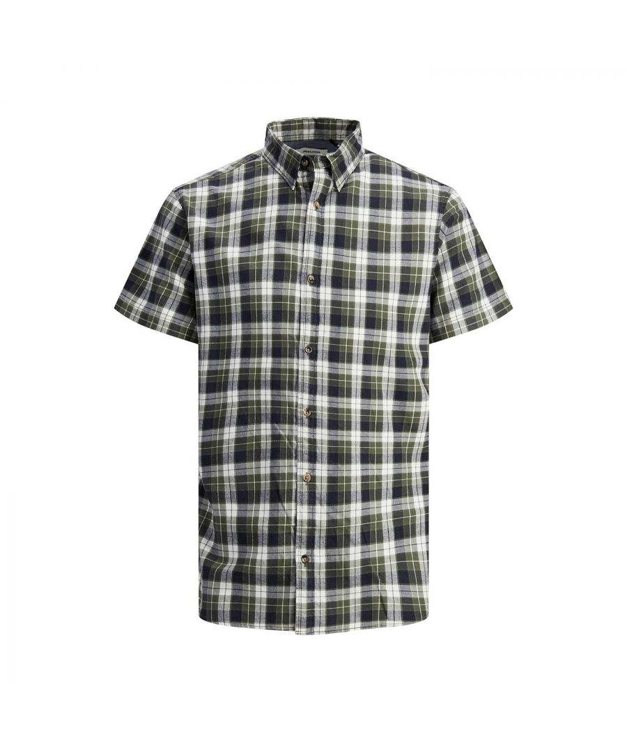 Because Checked shirt just never goes out of style. They’re made from a carefully chosen blend of quality cotton yarn. Twill fabric is generally softer and thus more wrinkle-resistant.\n\nFeatures:\nChecked shirt\nButton closure\nLight and airy shirt for a summer outfit\nBasic wash to give a semi-casual look and feel\nComfort-Fit\nShort Sleeves\n\nSpecifics:\nMaterial : 100% Cotton\nProduct Code: 12199835\n\nWashing Advice:\nMachine wash at max 40°C under colored wash program\nDo not bleach\nDo not tumble dry\nIron on medium heat settings\nDo not dry clean\n\nPackage Includes: Jack & Jones Men's Checked Short-Sleeved 100% Cotton Shirt