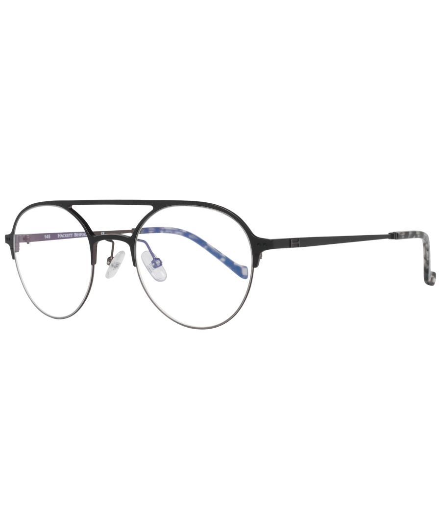 Hackett Bespoke Optical Frame HEB249 002 49 Men\nExtras: Blauw\nFrame kleur: Zwart\nFrame materiaal: Metaal\nGlas breedte: 49\nGlas hoogte: 45\nWeb breedte: 21\nTempel Lengte: 145\nVeer Scharnier: Nee\nLeveringsomvang: Etui\nFrame Stijl: Full-Rim