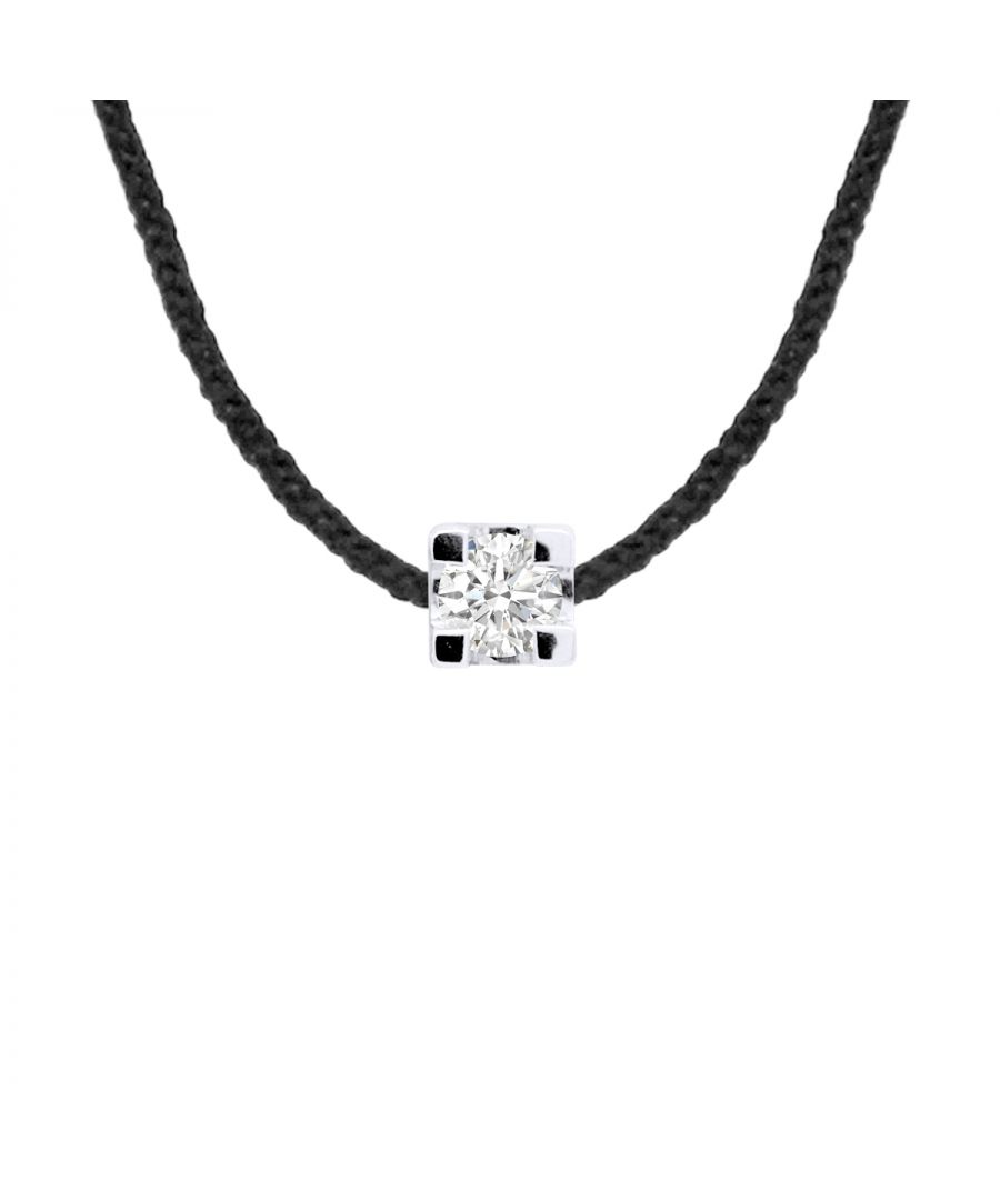Link Ketting Nylon gedraaid ZWART - Set met klauw met echte Diamond 0,05 Cts - Lengte: 42 cm - Wordt geleverd in een koffer met een certificaat van echtheid en een internationale garantie - Al onze juwelen zijn gemaakt in Frankrijk.