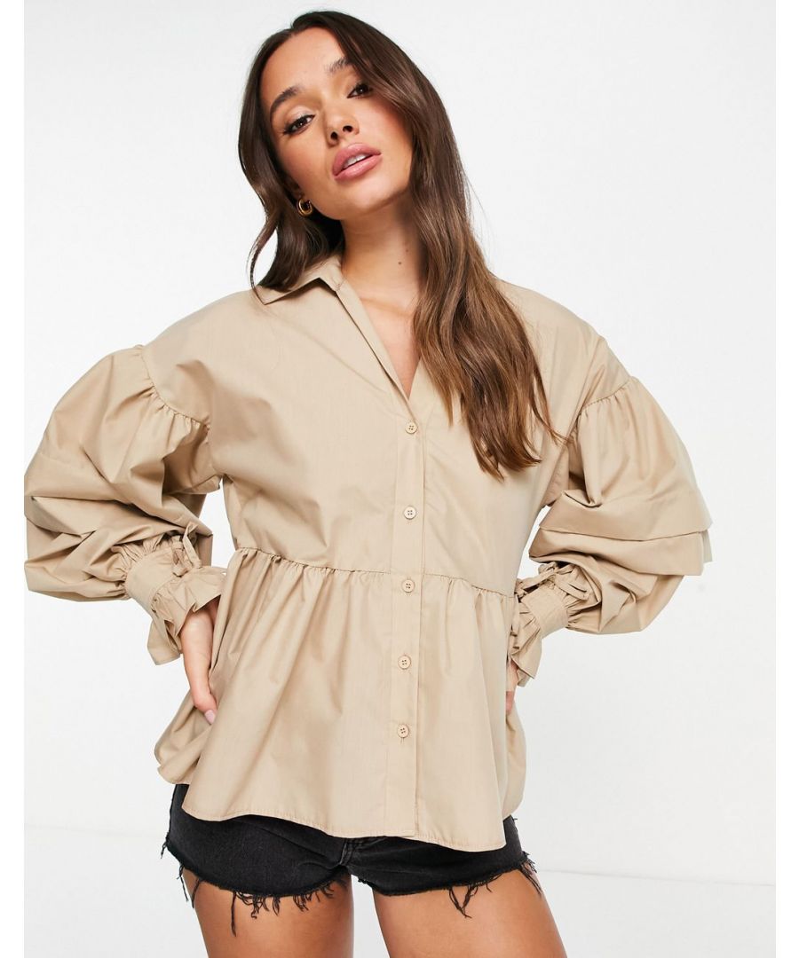 Shirt by ASOS DESIGN The scroll is over Spread collar Button placket Volume sleeves Regular fit  Sold By: Asos