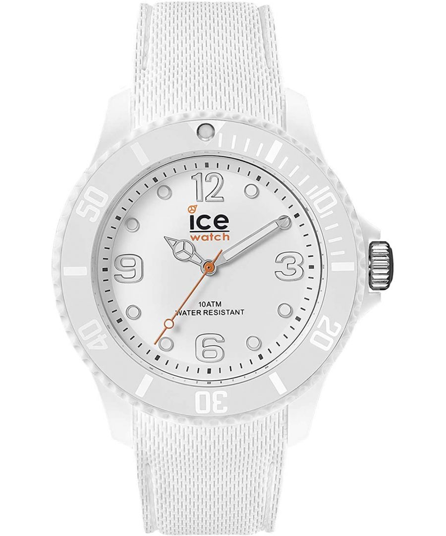 This Ice Watch Ice Sixty Nine Analogue Watch for Men is the perfect timepiece to wear or to gift. It's White 40 mm Round case combined with the comfortable White Silicone will ensure you enjoy this stunning timepiece without any compromise. Operated by a high quality Quartz movement and water resistant to 10 bars, your watch will keep ticking. This watch Comes with a Turn-able bezel it is perfect for every gift. The watch has a function: Luminous Hands, Luminous Numbers. High quality 54 cm length and 19 mm width White Silicone strap with a Buckle. Case diameter: 40 mm, case thickness: 9 mm, case colour: White and dial colour: White.