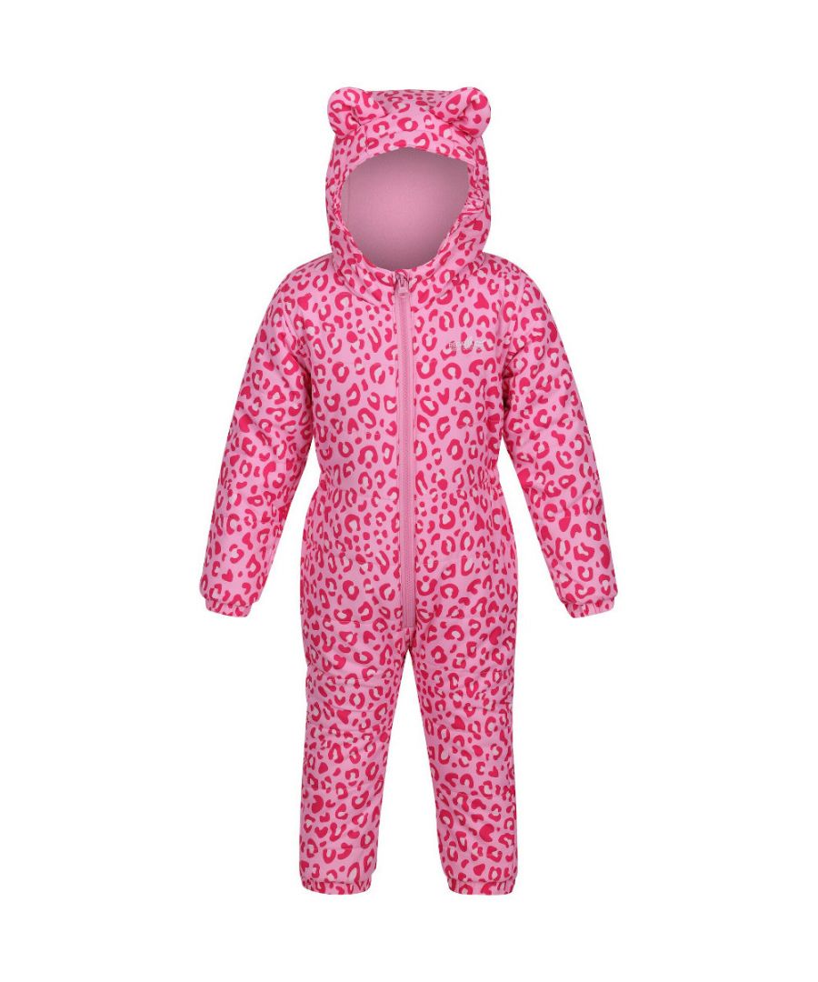 100% polyester micro poplin. Durable water repellent finish. Fleece lining to body and hood. Thermoguard insulation. Animal character ears, fins or fun additional features to hood. Animal print design. Reflective trim.
