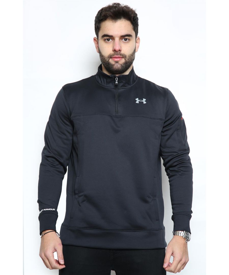 Under Armour Mens ¼ Zip Pullover Sweatshirt. \nComing in a Fresh Black Colourway. \nThese Sweats Are Made with Smooth, Brushed Soft Polyester Fabric. \nClassic UA Branding on the Chest. \nThey Feature ¼ Zip & Zipped Cargo Pocket to the Upper Arm. \nElasticated Cuffs & Bottom Hem. \n100% Polyester. \nMachine Washable.