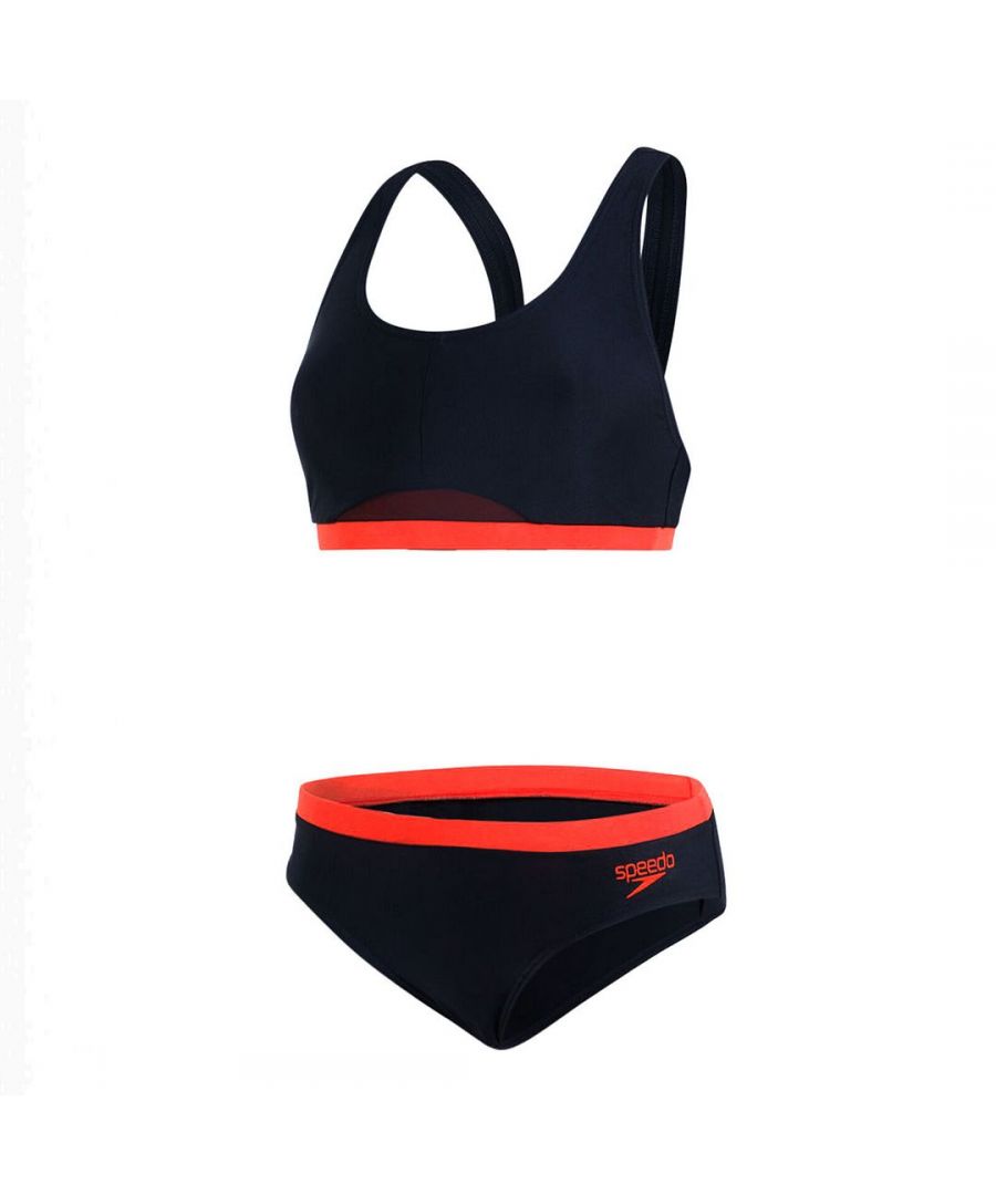 Light bust support - a comfortable elastic under band keeps your bust in place   \nMedium leg, open back design - for maximum flexibility during your workout   \nBreathable - mesh panel for ventilation and drainage   \nHigher chlorine resistance than standard swimwear fabrics - fits like new for longer with CREORA HighClo   \nShape retention - fabric stretches so you can enjoy your swim without feeling restricted