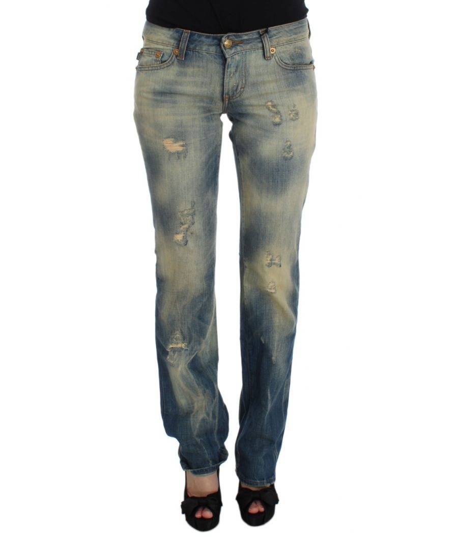 Image for Cavalli Blue Wash Cotton Slim Fit Bootcut Jeans