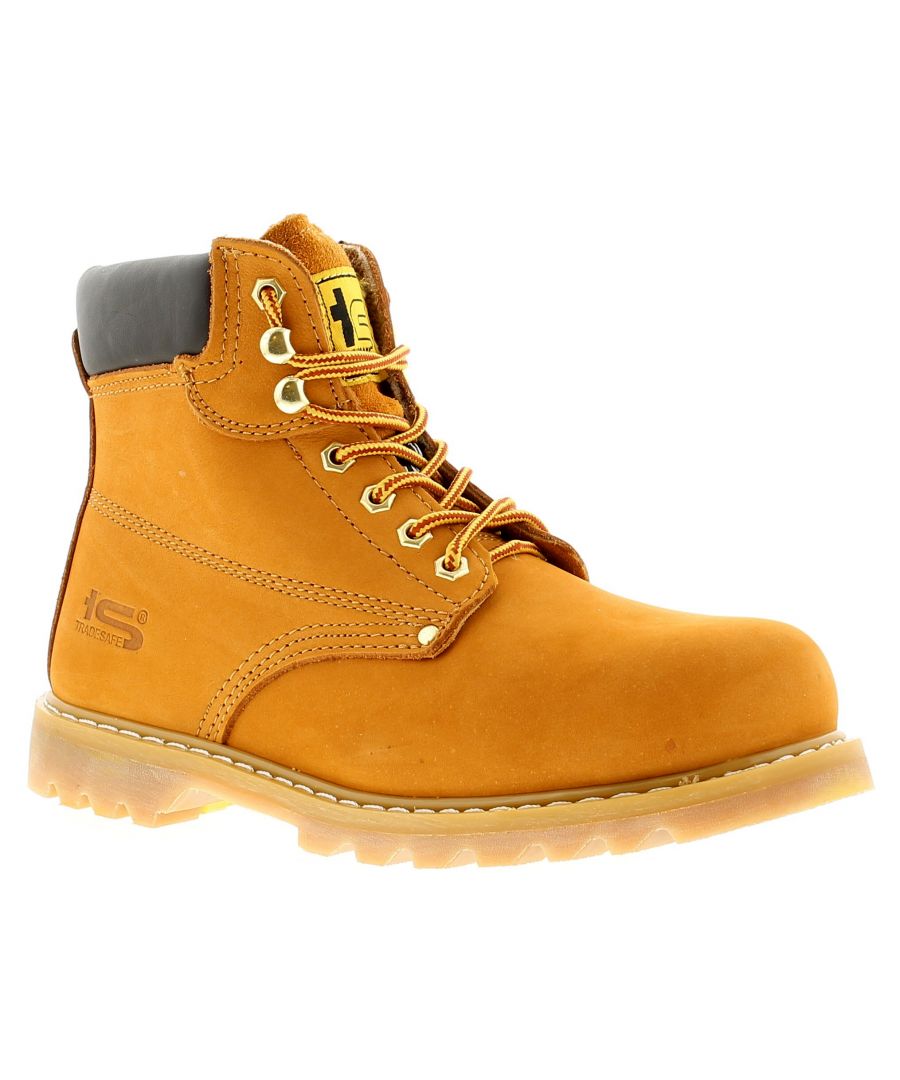 Image for New Mens/Gents Tan Tradesafe Lace Up Steel Toe Cap Safety Boots.