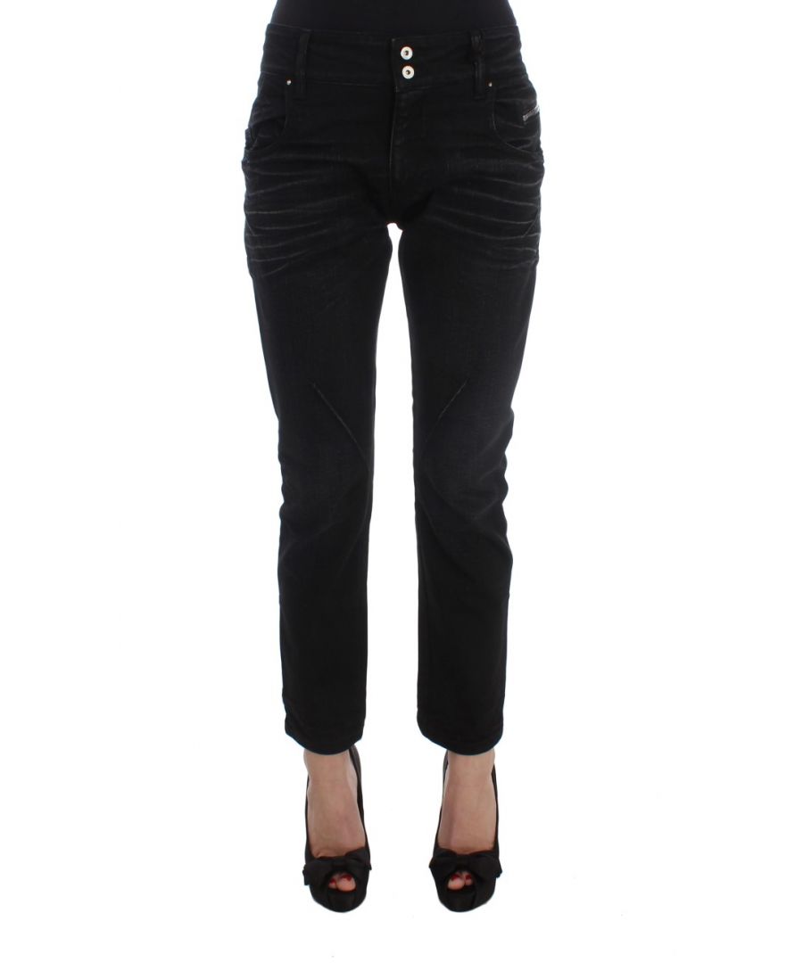 Costume National Women's Black Cotton Slouchy Slims Fit Jeans