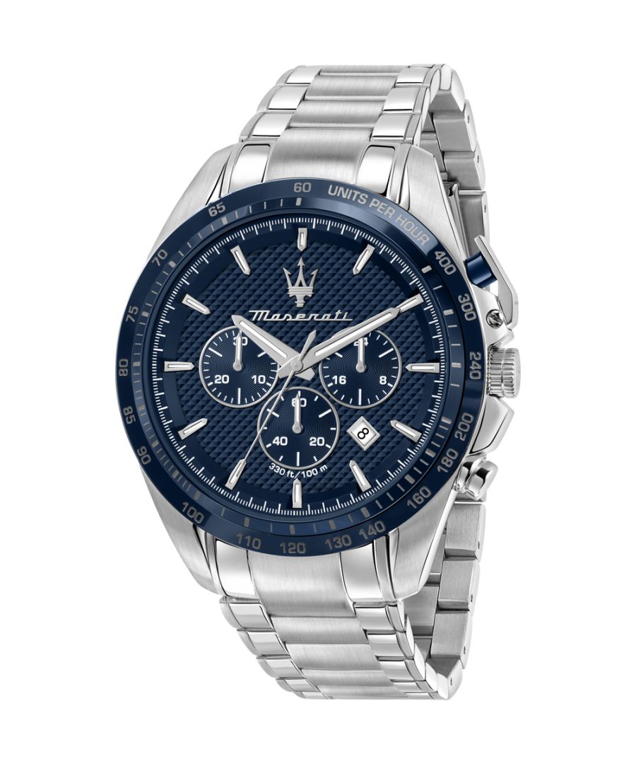 Robuust heren horloge van het merk Maserati. Het horloge heeft een polsbandje dat ook kleiner gemaakt kan worden, de kast heeft een diameter van 45mm en het uurwerk is van Quartz.  Merk: MaseratiModelnaam: R8873612043 (45mm)Categorie: heren horlogeMaterialen: edelstaalKleur: zilver, blauw