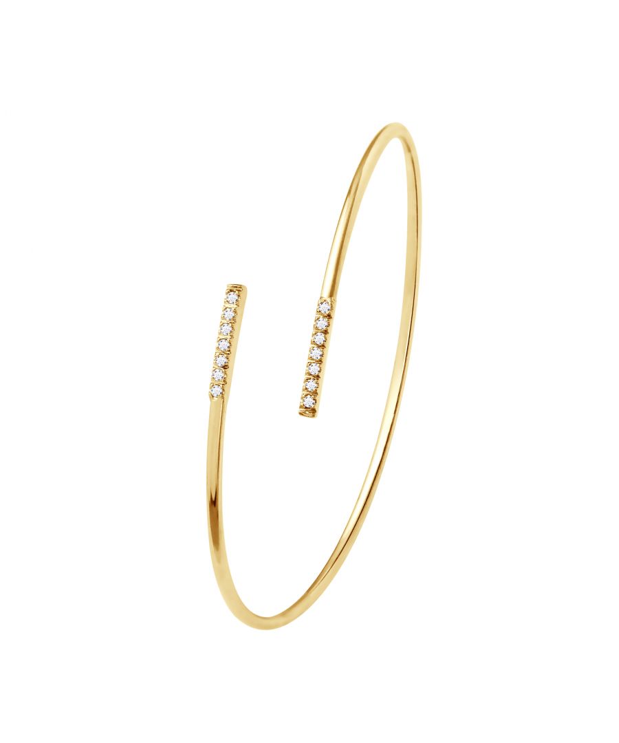 Bracelet semi-rigid - Diamonds 0,16 Cts ( 2 x 7 x 0,015 Cts ) - Gold - Adjustable size - Fit wrists from 12 to 18 cm, 5 to 7 in - Our jewellery is made in France and will be delivered in a gift box accompanied by a Certificate of Authenticity and International Warranty