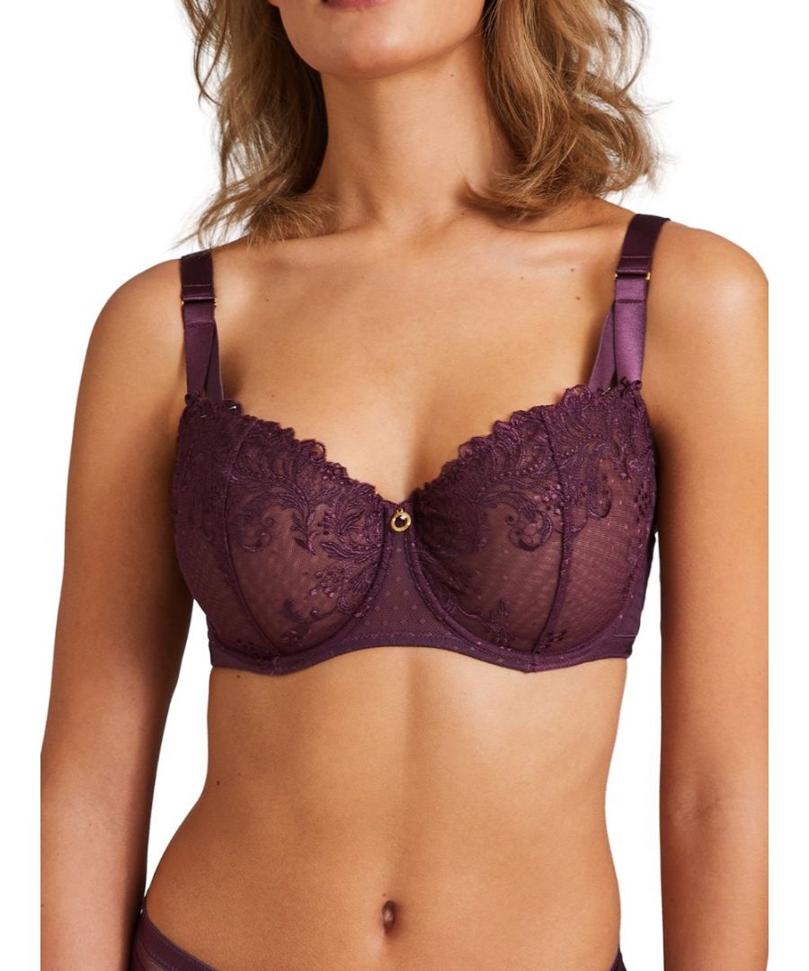 Aubade Femme Passion Half Cup Bra. With embroidered lace and underwired, non-padded cups. The product is recommended for hand wash only.