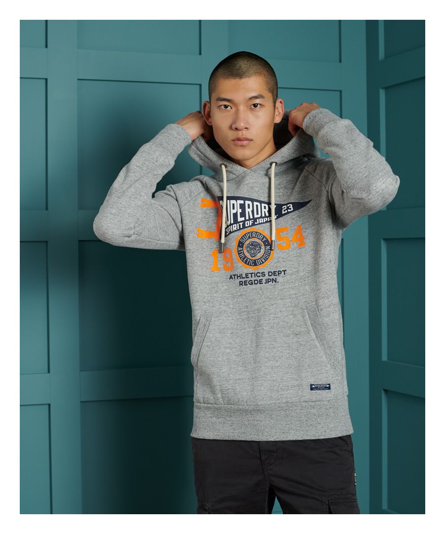 Superdry Mens Mascot Varsity Overhead Hoodie - Grey Cotton - Size Small