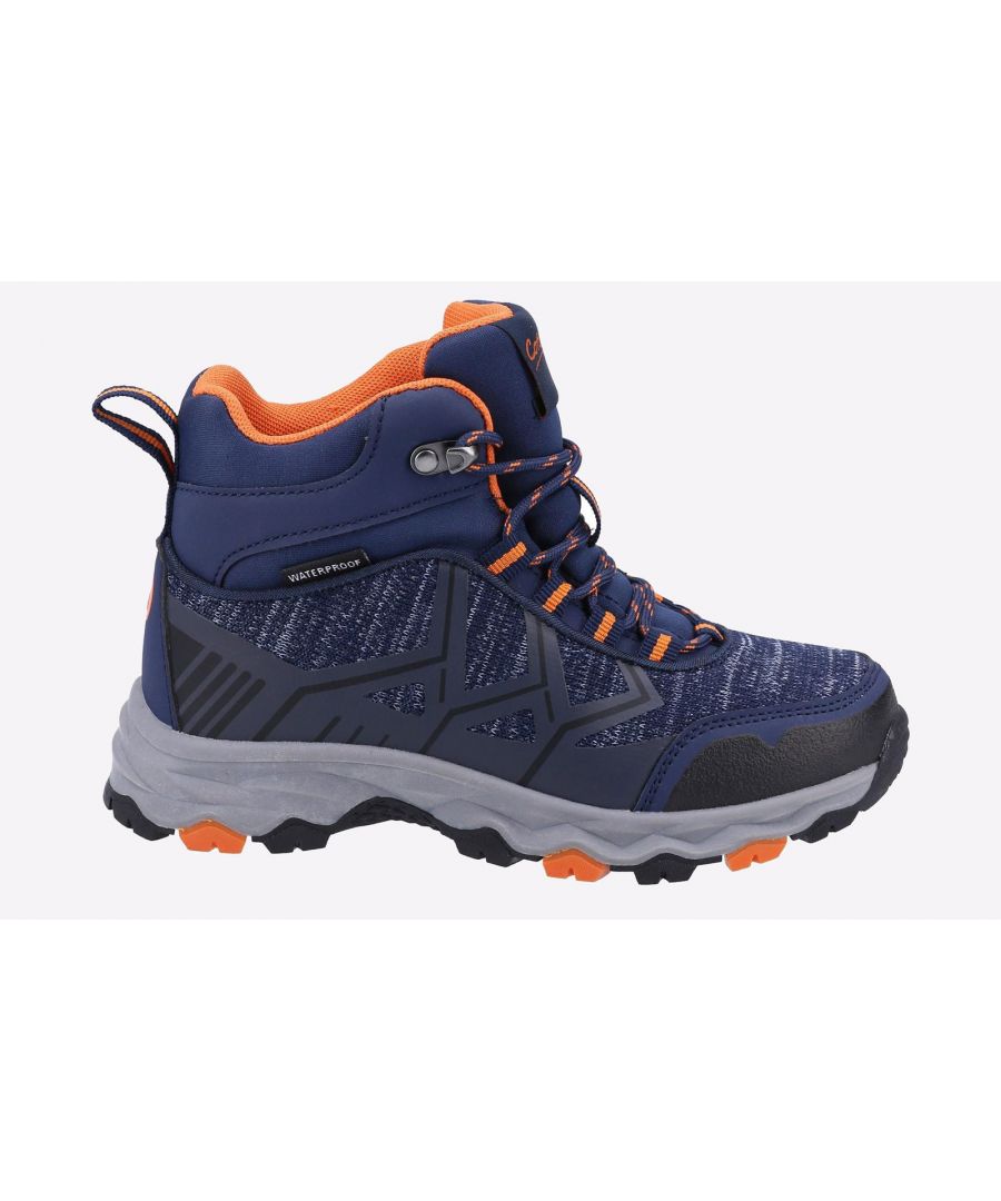 Lightweight and breathable hill and trail walking boot with an eco-conscious upper made from 85% of rPET (recycled plastic bottles). A waterproof membrane keeps feet dry whilst a memory foam foot bed cushions the feet, keeping feet comfortable.\n- 85% recycled PET upper- Waterproof Inner Membrane- Padded gusset tongue- Deep cushioned collar- Rear pull loop- Upper touch fastening strap to support the ankle- Traction rubber outsole