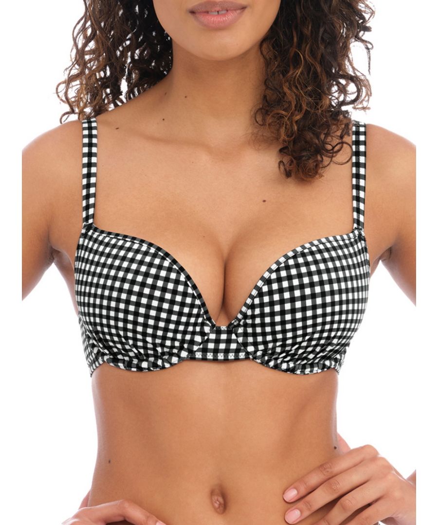 Freya Womens Check In Moulded Bikini Top - Black Nylon - Size 36DD