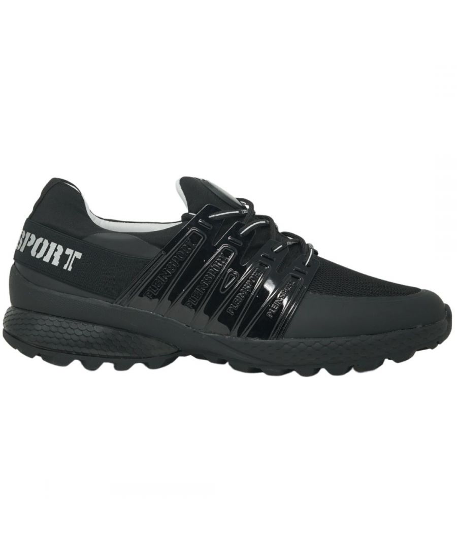 Philipp Plein Sport Shield-logo zwarte sneakers. Philipp Plein Sport Shield-logo zwarte sneakers. Laag uitgesneden sneaker. Rubberen zool, bovenwerk van 100% textiel. Branding over de hele sneaker. SIP702 99
