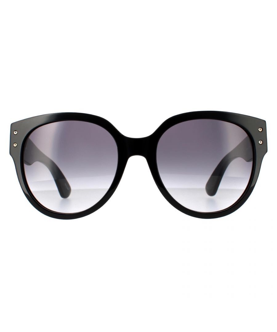 Moschino Round Womens Black Dark Grey Gradient Sunglasses MOS013/S are a simple round eye style crafted from chunky acetate and finished with the Moschino emblem on the temples.